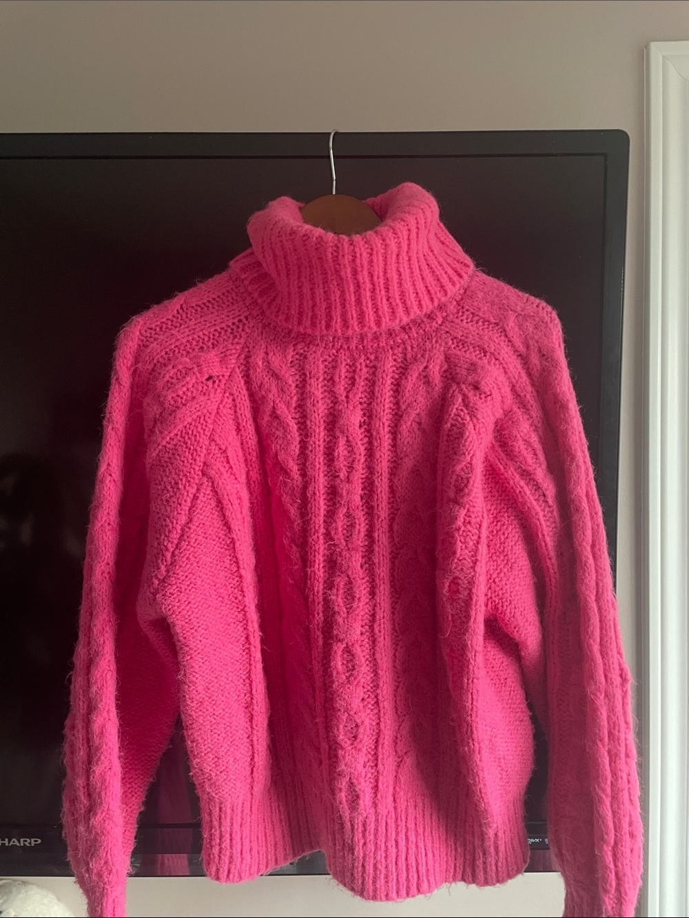 a new day Chunky Cable Turtleneck Sweater - Hot Pink